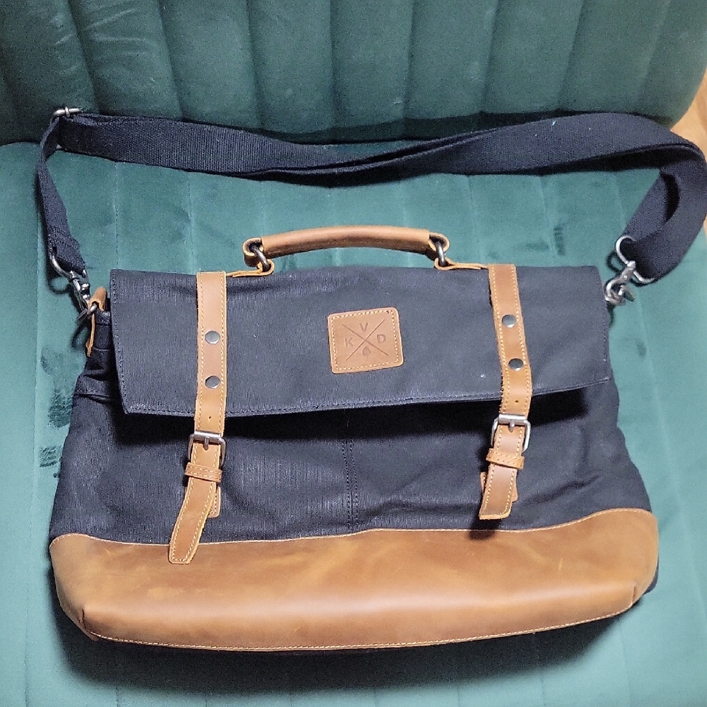 Black and Brown Messenger Bag
